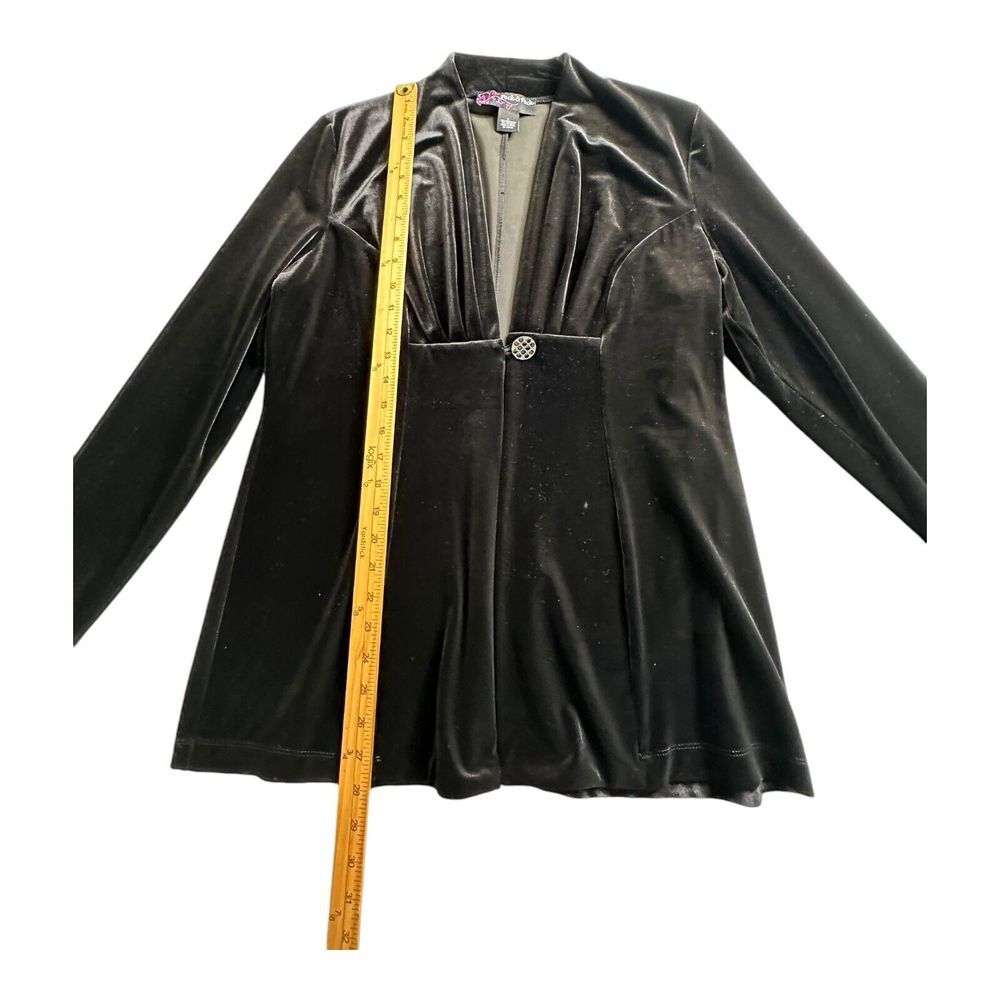Vtg Peck & Peck Weekend Women's Black Velvet Jacket with Brooch‎ Clasp Closure L - Picture 7 of 16